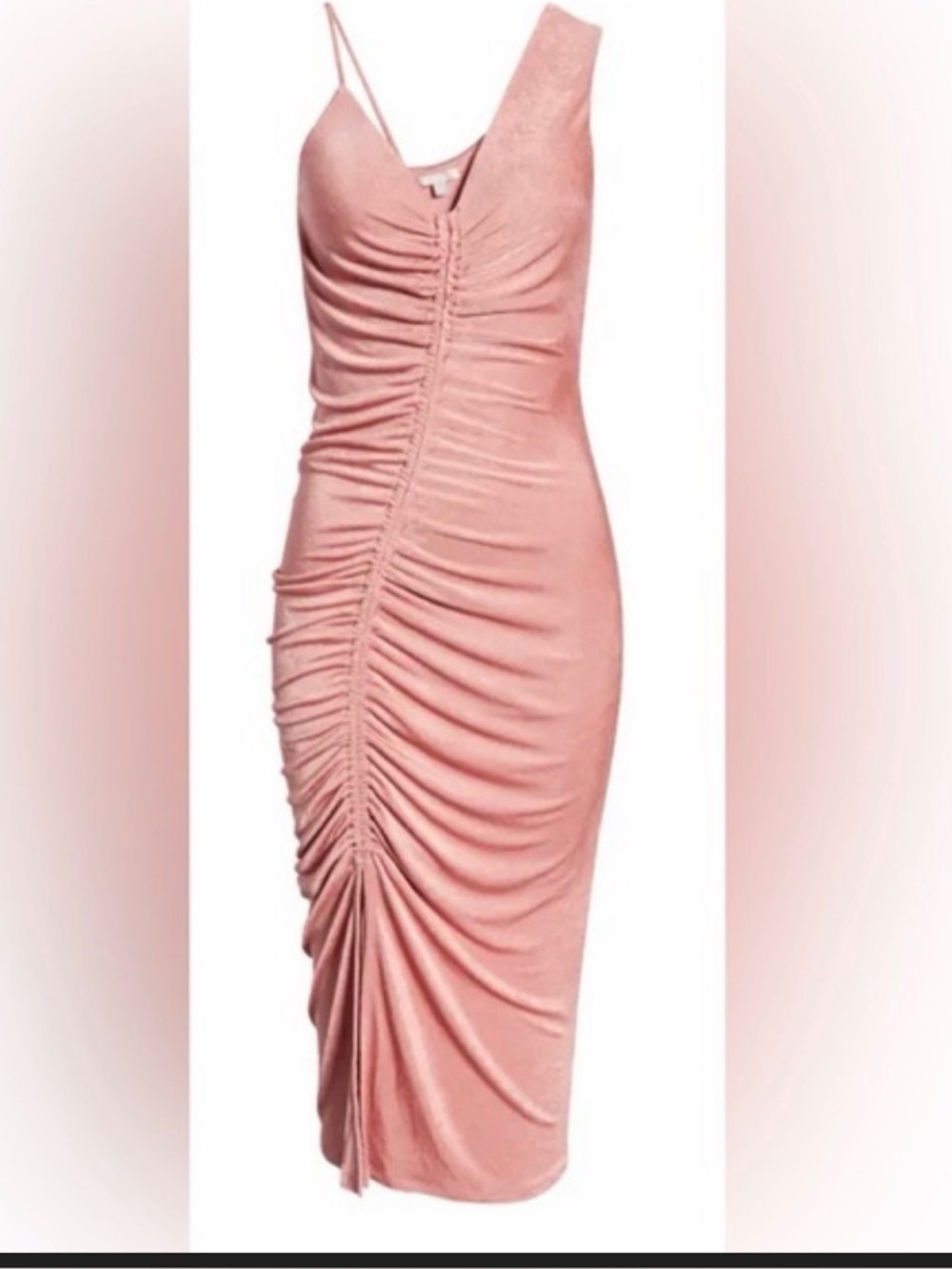 Chelsea 28 Nordstrom Pink sparkle Asymmetrical Ruched Dress SZ Small Fitted